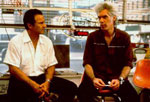 Jim Jarmusch with Harvey Keitel on set of Blue in the Face